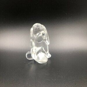 Vintage Clear Hound Dog Art Glass Figurine - AS IS